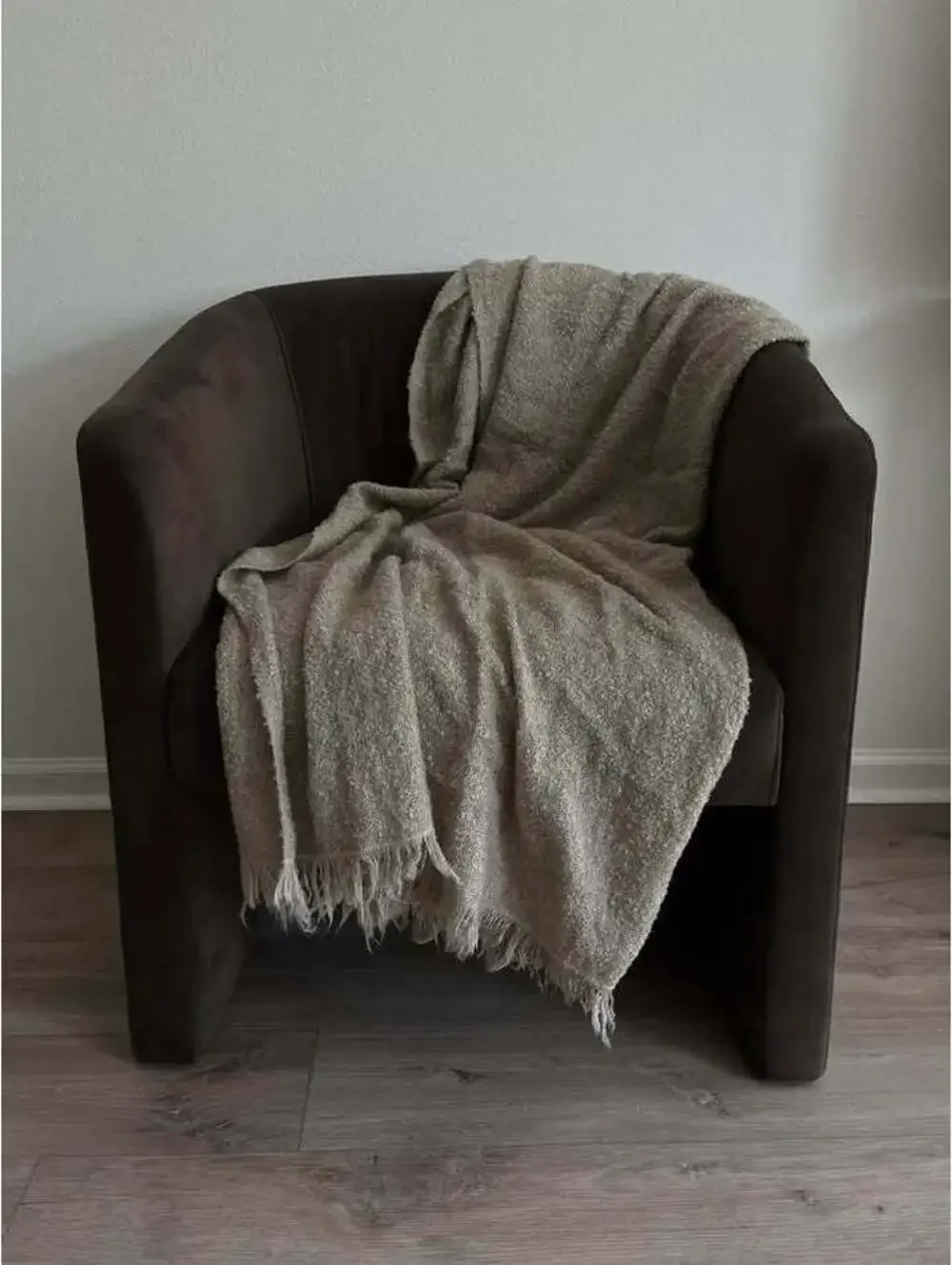 Beige boucle throw blanket